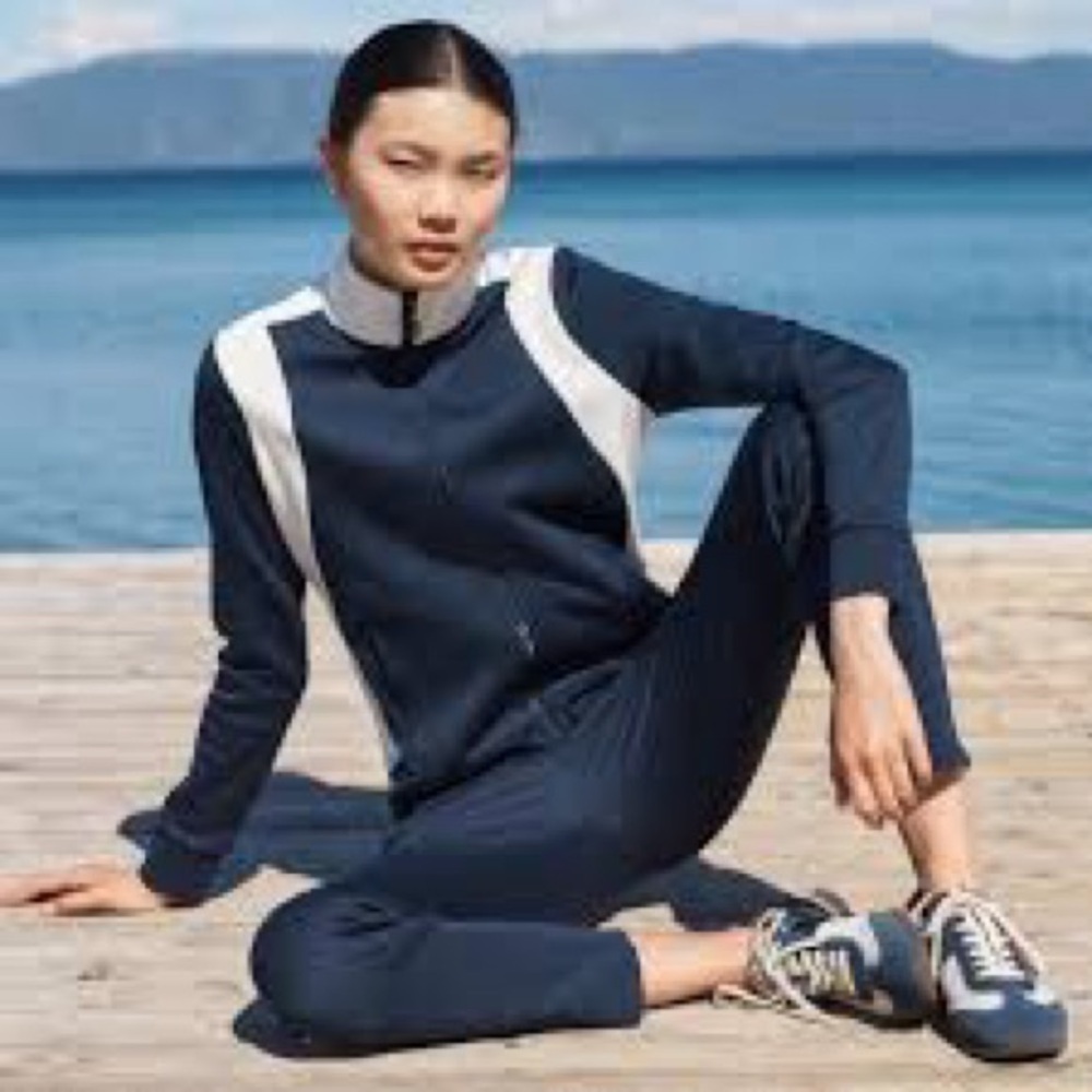 Tory Sport Colorblock track zip up jacket + Banner Tearaway Track Pants SET Navy - Picture 2 of 14
